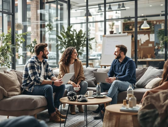 3 people having coffee